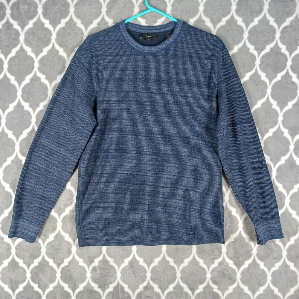 Vince Thermal Shirt Men Size Medium Coastal Blue Heather Waffle Knit